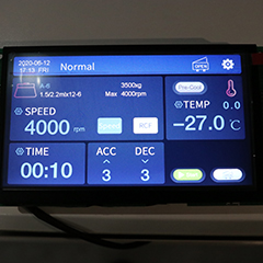 backlit HD LCD display speed & centrifuge force during operation in KETHINK centrifuge